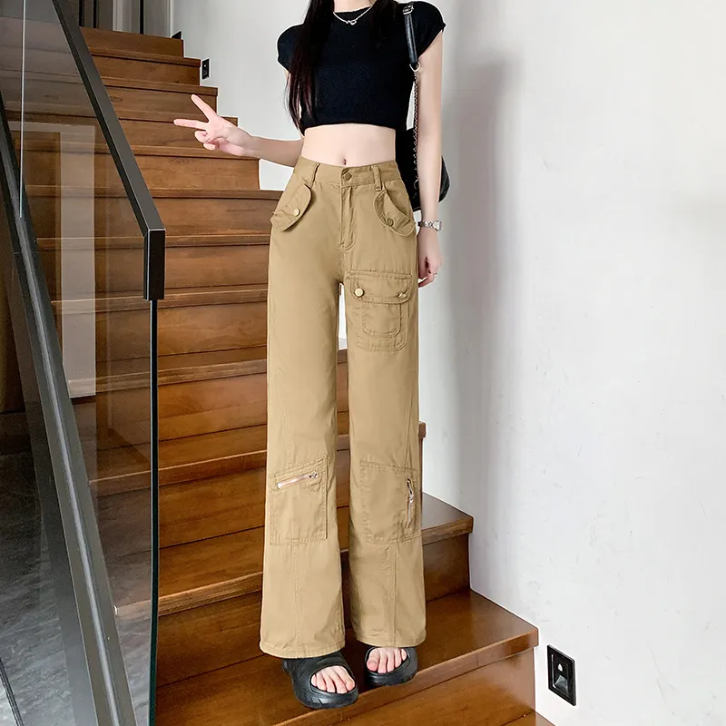 Straight High-Rise Multi-Pocket Cargo Pants — Product details 1