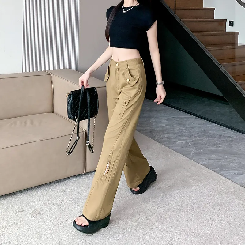 Straight High-Rise Multi-Pocket Cargo Pants — Product details 4
