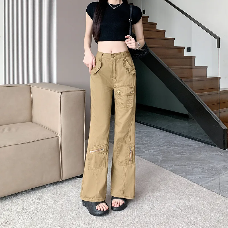 Straight High-Rise Multi-Pocket Cargo Pants — view 1