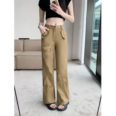 Straight High-Rise Multi-Pocket Cargo Pants — view 3