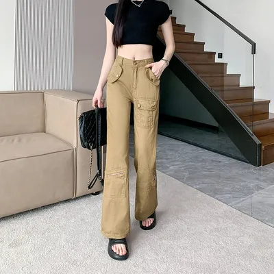 Straight High-Rise Multi-Pocket Cargo Pants — view 5