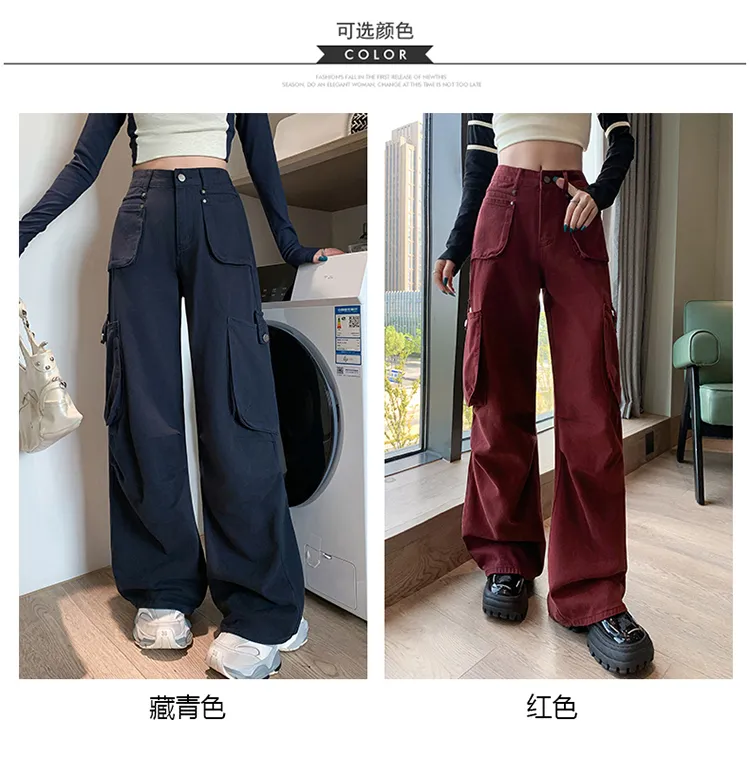 Wide-Leg High-Rise Multi-Pocket Cargo Pants — Product details 10