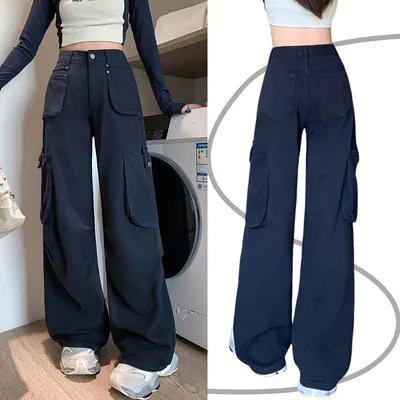 Wide-Leg High-Rise Multi-Pocket Cargo Pants — LX-CG-034