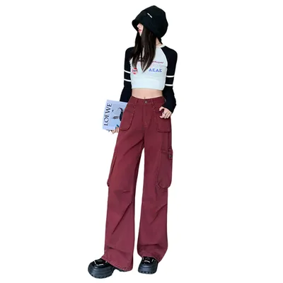Wide-Leg High-Rise Multi-Pocket Cargo Pants — view 6