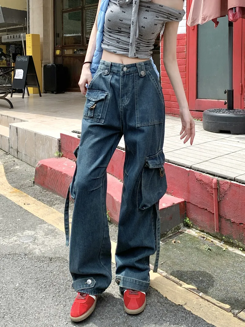 Wide-Leg High-Rise Multi-Pocket Cargo Pants — Product details 3
