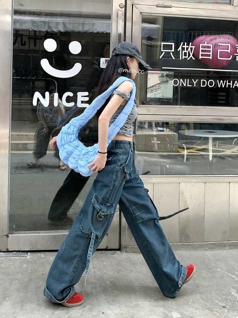 Wide-Leg High-Rise Multi-Pocket Cargo Pants — Product details 5