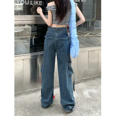 Wide-Leg High-Rise Multi-Pocket Cargo Pants — view 4