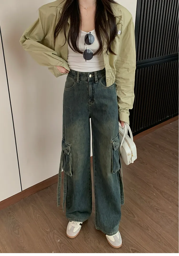 Unisex Vintage Wash Multi-Pocket Cargo Pants — Product details 5