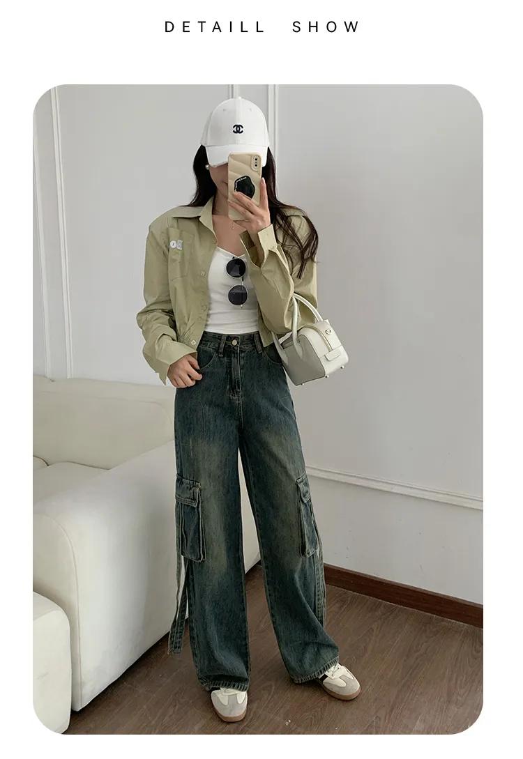 Unisex Vintage Wash Multi-Pocket Cargo Pants — Product details 8
