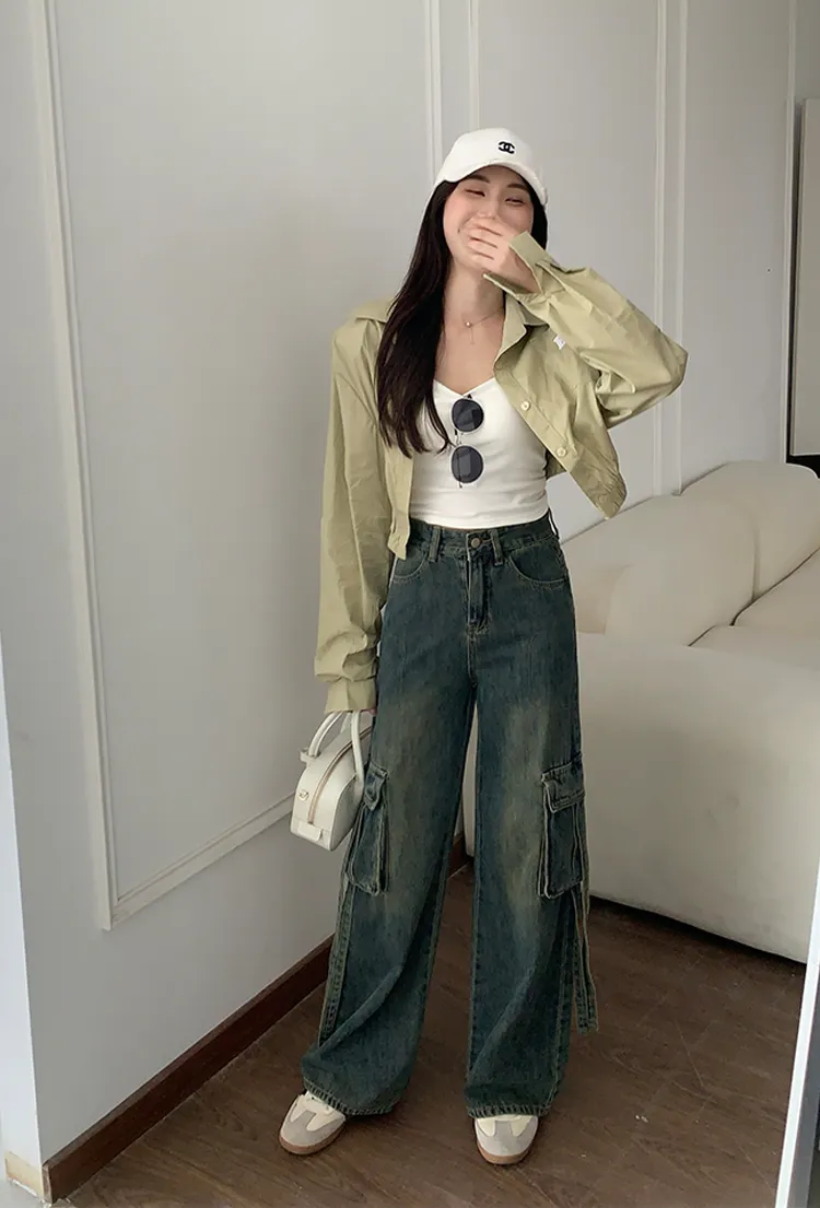 Unisex Vintage Wash Multi-Pocket Cargo Pants — Product details 9