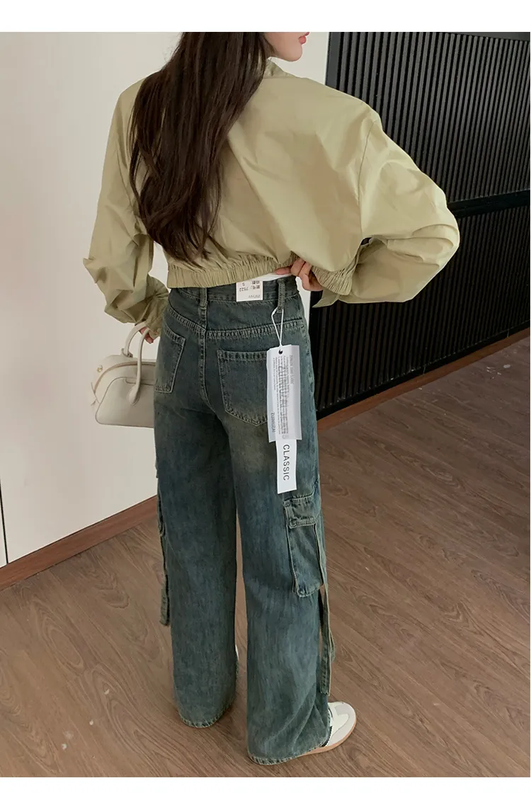 Unisex Vintage Wash Multi-Pocket Cargo Pants — Product details 11