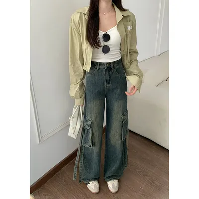 Unisex Vintage Wash Multi-Pocket Cargo Pants — view 4