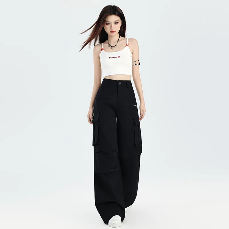 Wide-Leg Multi-Pocket Cargo Pants — view 1