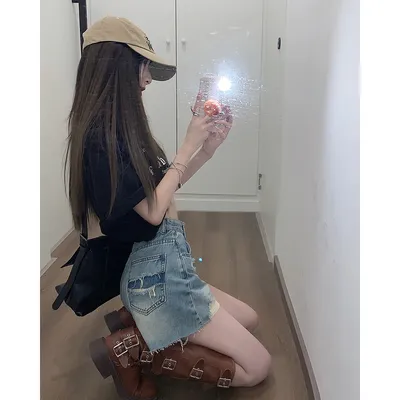 Jeans de pierna ancha, de tiro alto, con rasguños para mujer — view 3