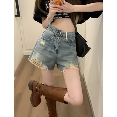 Jeans de pierna ancha, de tiro alto, con rasguños para mujer — view 4