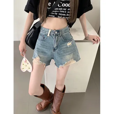 Jeans de pierna ancha, de tiro alto, con rasguños para mujer — view 5