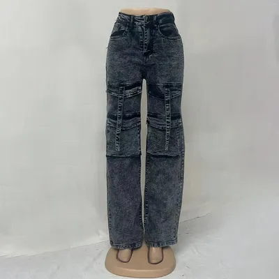 Calça Jeans pernas largas de cintura alta Feminina — view 3