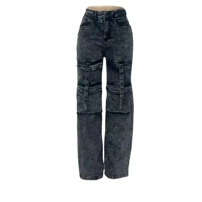 Calça Jeans pernas largas de cintura alta Feminina — view 4