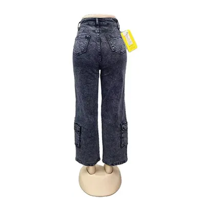 Jeans de tiro alto, multibolsillo para mujer — view 3