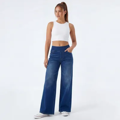 Wide-Leg High-Rise Washed Jeans — LX-JN-050