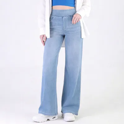 Jeans de pierna ancha, de tiro alto, con lavado para mujer — view 5