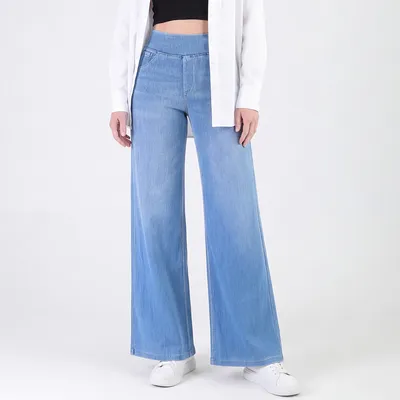 Jeans de pierna ancha, de tiro alto, con lavado para mujer — view 7