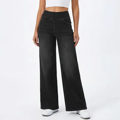Jeans de pierna ancha, de tiro alto, con lavado para mujer — view 8
