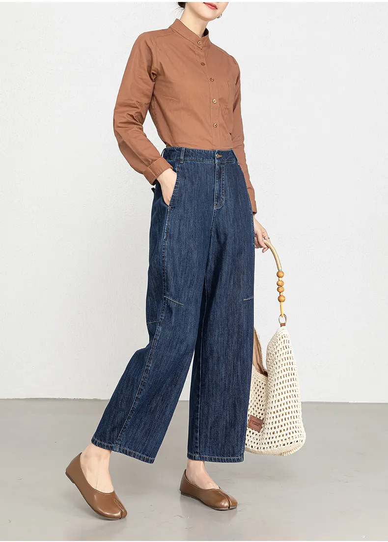 Calça Jeans de cintura alta respirável Feminina — Detalhes do produto 23