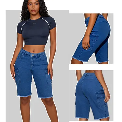 Frayed Hem Denim Shorts — view 3