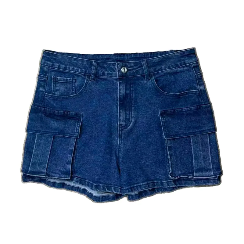 Shorts de Mezclilla de pierna ancha, con lavado vintage para mujer — view 1