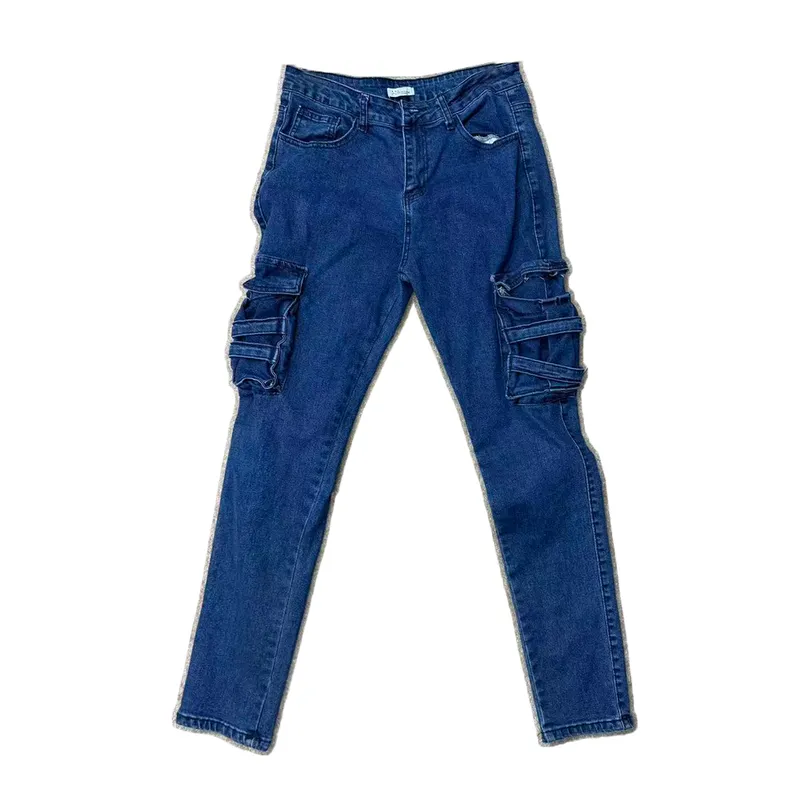 Jeans de tiro alto, multibolsillo para mujer — view 1