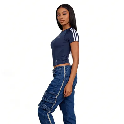 Jeans de tiro alto, multibolsillo para mujer — view 5