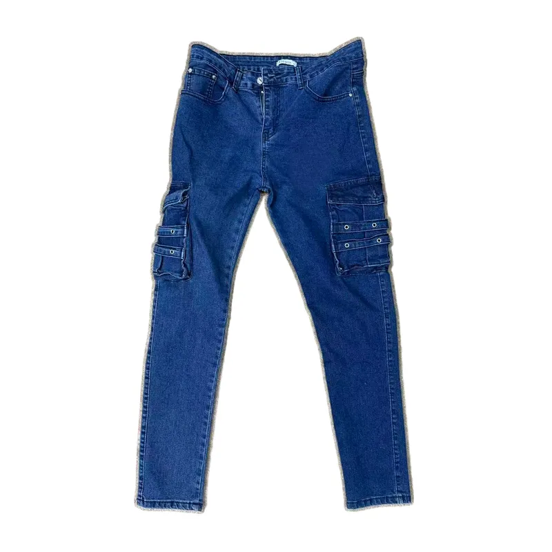 Jeans de tiro alto, multibolsillo para mujer — view 1