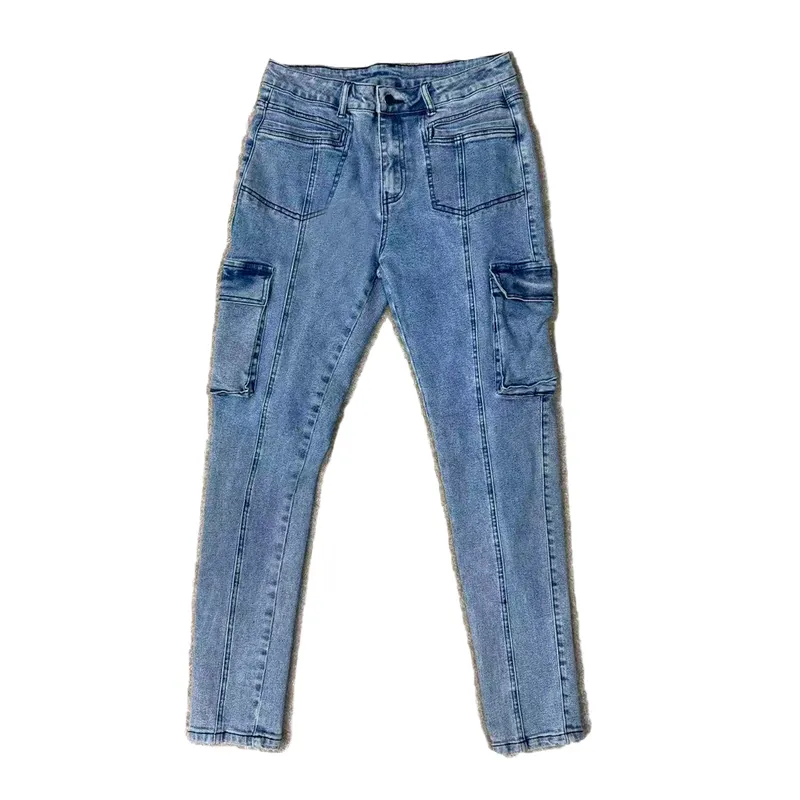 Jeans de tiro alto, multibolsillo para mujer — view 1