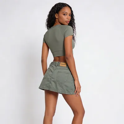 A-Line High-Rise Petite Denim Skirt — view 6