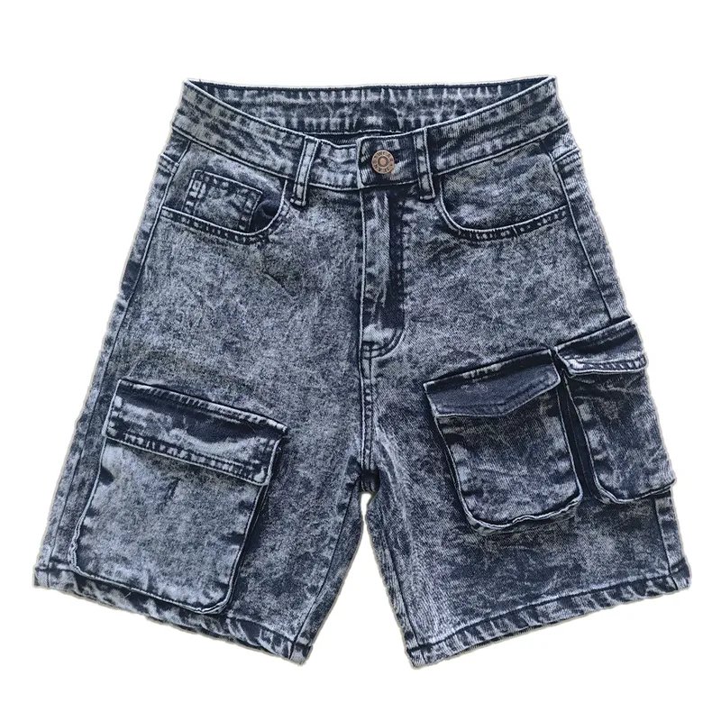 Whisker Wash Denim Shorts — view 1
