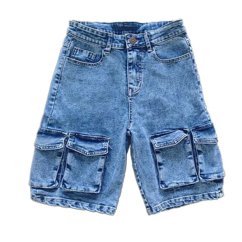 Shorts de Mezclilla de pierna ancha, con lavado vintage para mujer — view 1