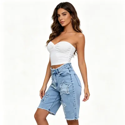 Shorts de Mezclilla con lavado vintage unisex — view 4