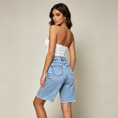 Shorts de Mezclilla con lavado vintage unisex — view 5