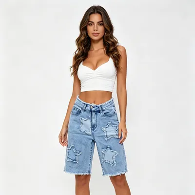 Shorts de Mezclilla con lavado vintage unisex — view 6
